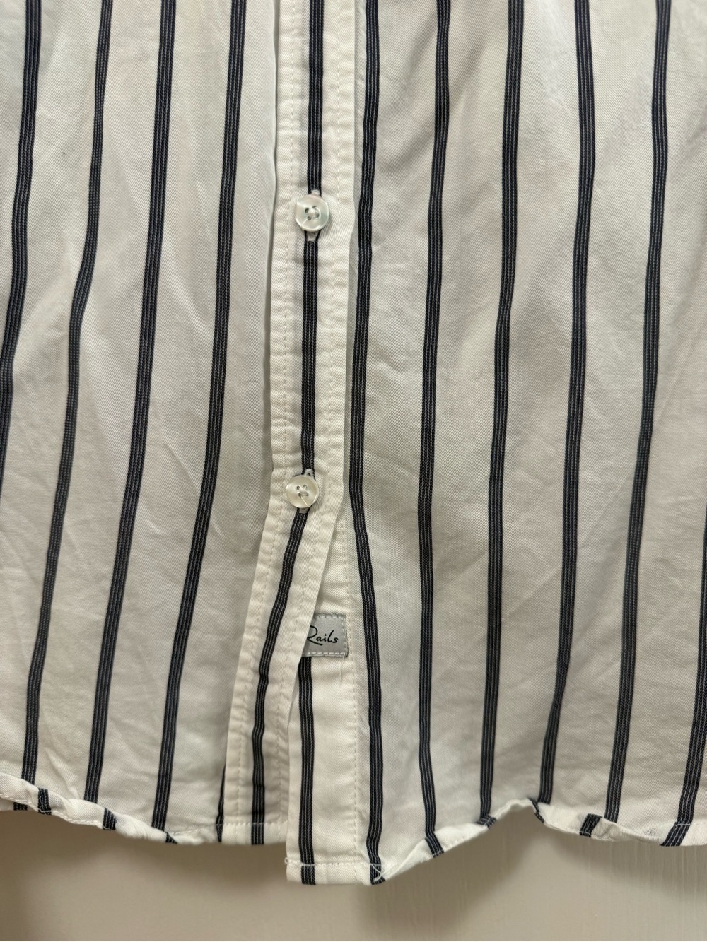 Rails Elsa Striped Button-Up Shirt in White and Navy - Picture 5 of 7
